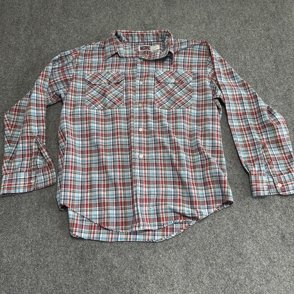 Vintage 70s JC Penney Big Mac Long‎ Sleeve Plaid Flannel Shirt XL RED White  USA